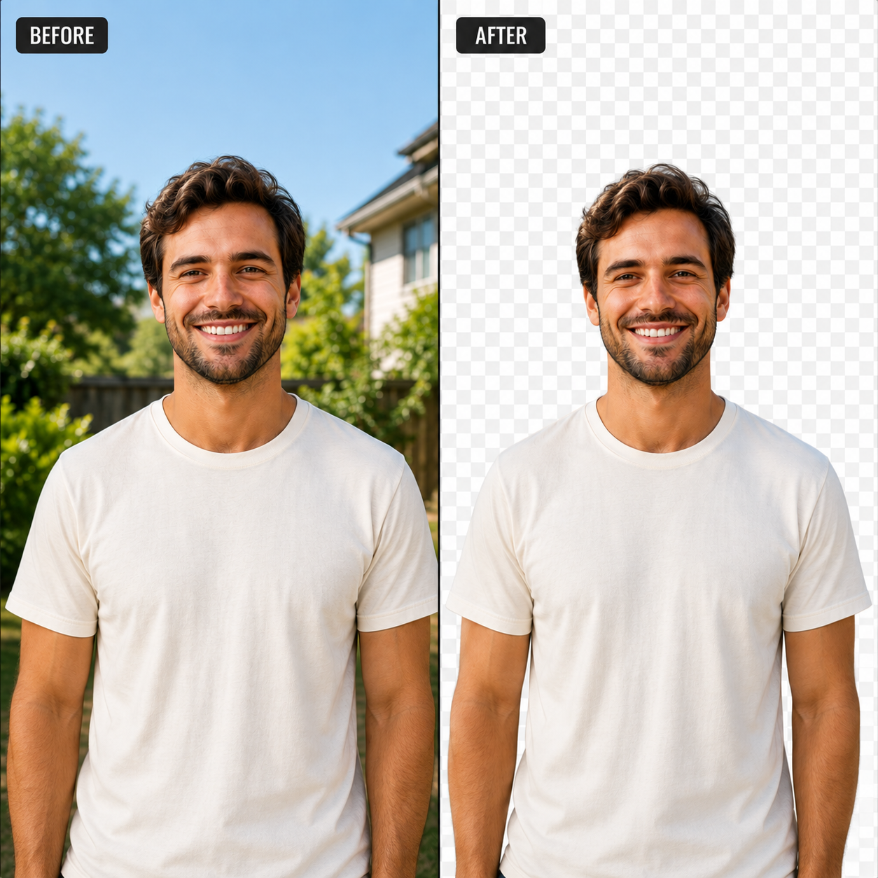 Background removal before and after example