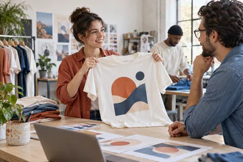 Illustrative creative studio showing a graphic T-shirt