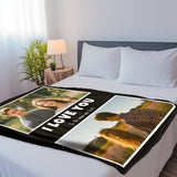 Custom Couple pictures and I love you text Blanket Personalized Holiday Gifts