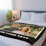 Custom Horizontal photo text Blanket Personalized Holiday Gifts