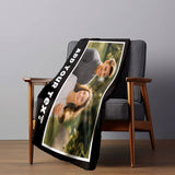 Custom Horizontal photo text Blanket Personalized Holiday Gifts