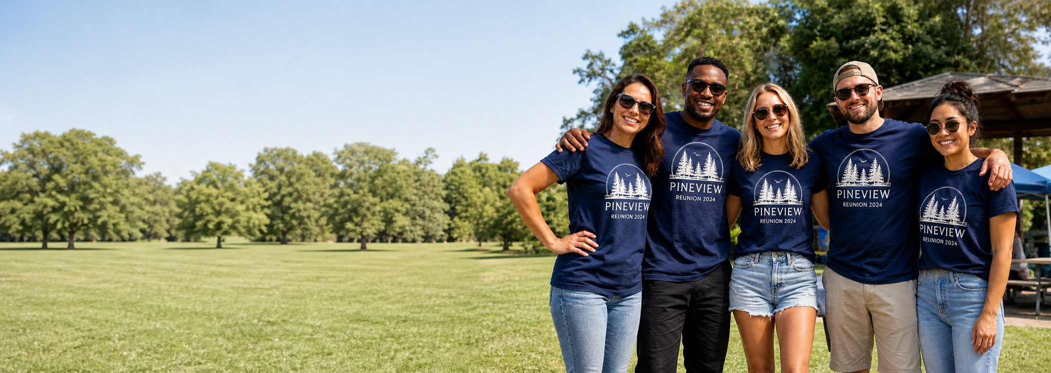 A small group in matching custom T-shirts