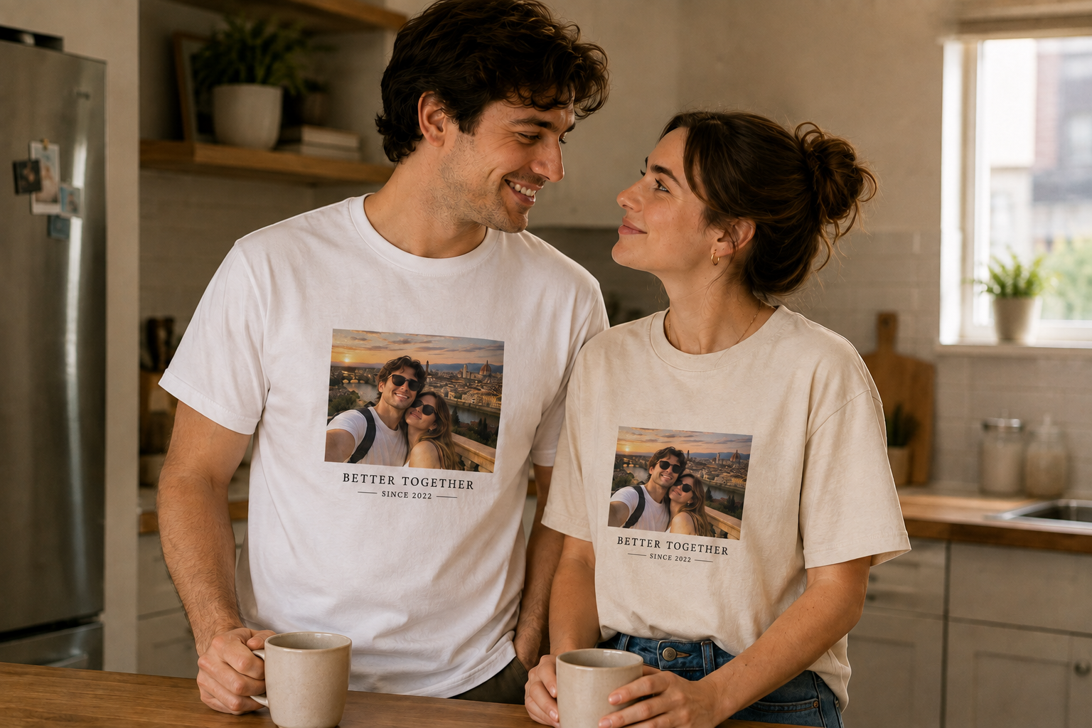 Custom photo shirts for a couple