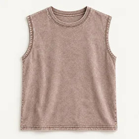 Washed taupe sleeveless top